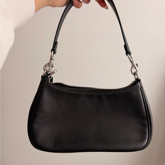 Coach Black Leather Shoulder Bag with Logo Detail - Picture 2 of 5